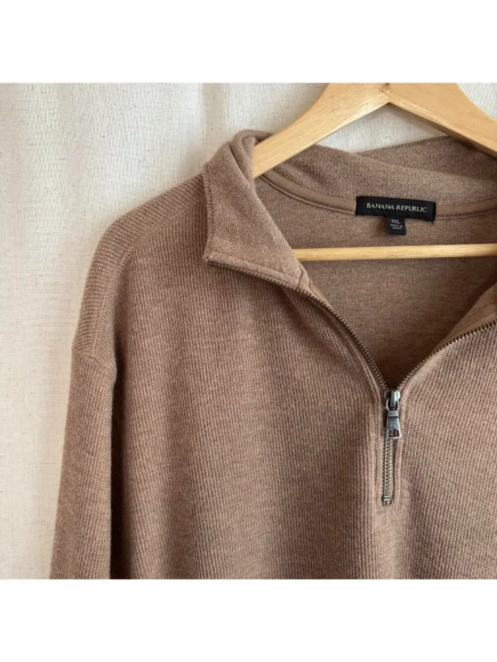 Banana Republic Quarter Zip Tan/Beige Sweater Mens/Unisex XXL